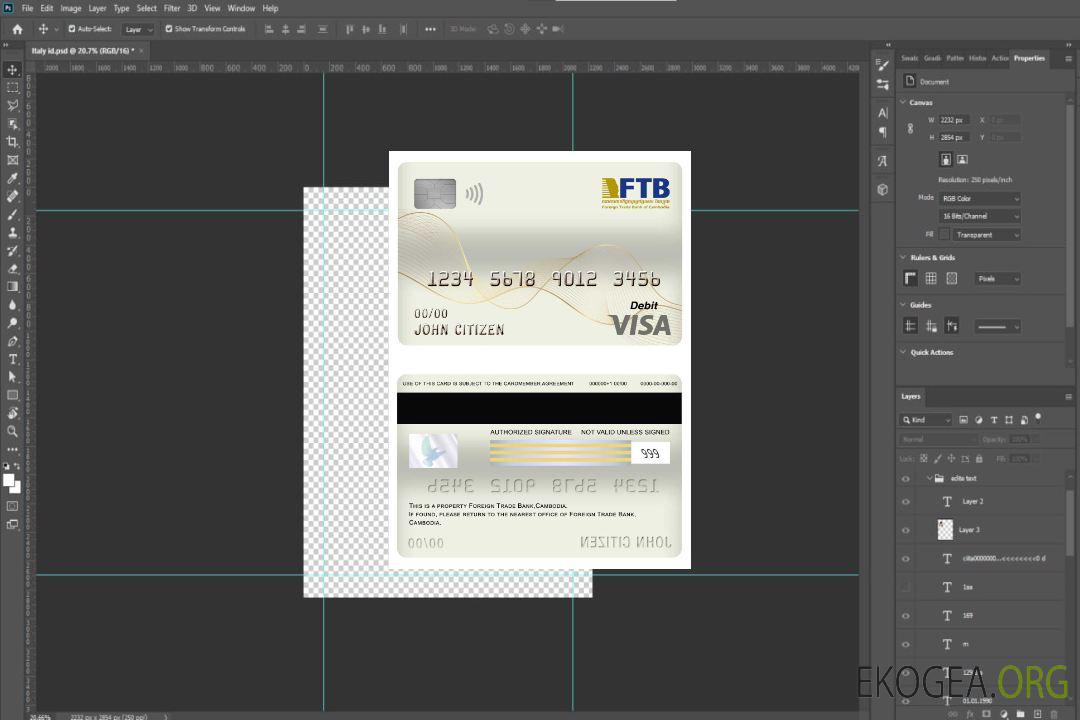 Carte de débit visa de la banque du commerce extérieur du Cambodge template Carte de débit visa de la banque du commerce extérieur du Cambodge template
